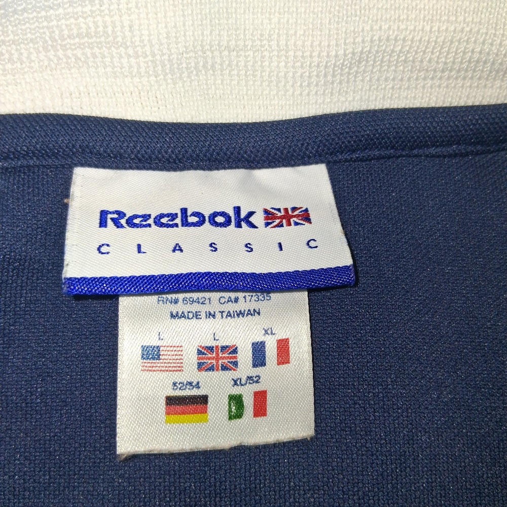 Reebok Classic Men's Track Jacket Navy Blue L Full Zip Union Jack Athletic